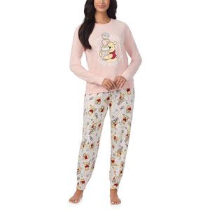 Disney Winnie The Pooh Pajama Set Women's Pink Long Sleeve Sleepwear, 3X New